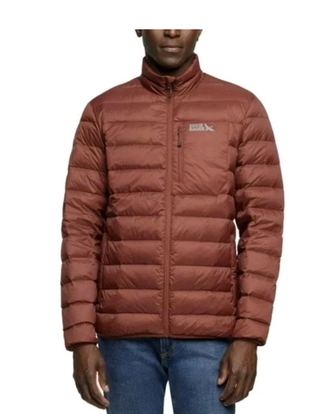 Eddie Bauer Men’s XXL Brown Packable Down Puffer Jacket 650 Fill NWT